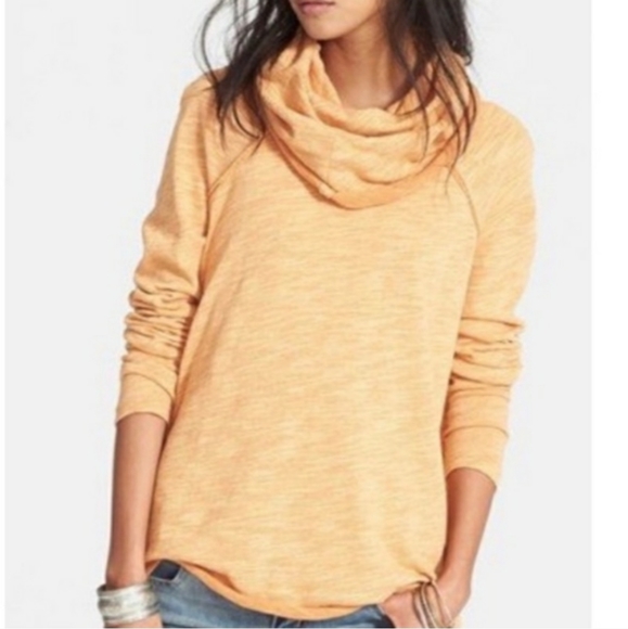 Free People Tops - Free People Beach Cocoon Cowl Neck Long Sleeve Top Medium/ Large Orange